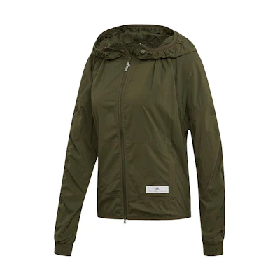 (Women) adidas Stella McCartney Solid Windbreaker Hoodie Jacket Dark Oak Brown EA2175