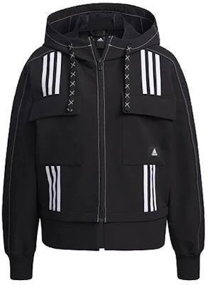 (Women) adidas STR JKT DIY Black Outdoor Multi-Pocket Casual Hooded Jacket GP0628 Order (Women) adidas STR JKT DIY Black Outdoor Multi-Pocket Casual Hooded Jacket GP0628