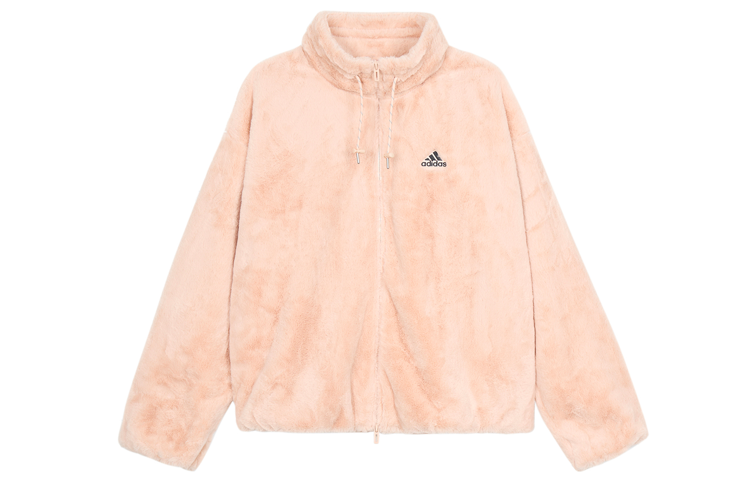 (Women) adidas Sty W Fur Jacket Pink Plush Athletic Jacket H07394