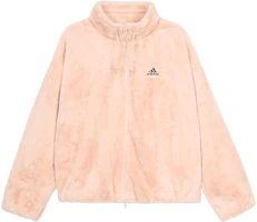 (Women) adidas Sty W Fur Jacket Pink Plush Athletic Jacket H07394 (Women) adidas Sty W Fur Jacket Pink Plush Athletic Jacket H07394