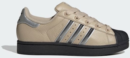 (Women) Adidas Superstar II Stone Khaki/Silver Metallic/Core Black JR4234 (Women) Adidas Superstar II Stone Khaki/Silver Metallic/Core Black JR4234