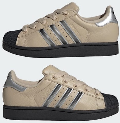 (Women) Adidas Superstar II Stone Khaki/Silver Metallic/Core Black JR4234 Sizing (Women) Adidas Superstar II Stone Khaki/Silver Metallic/Core Black JR4234