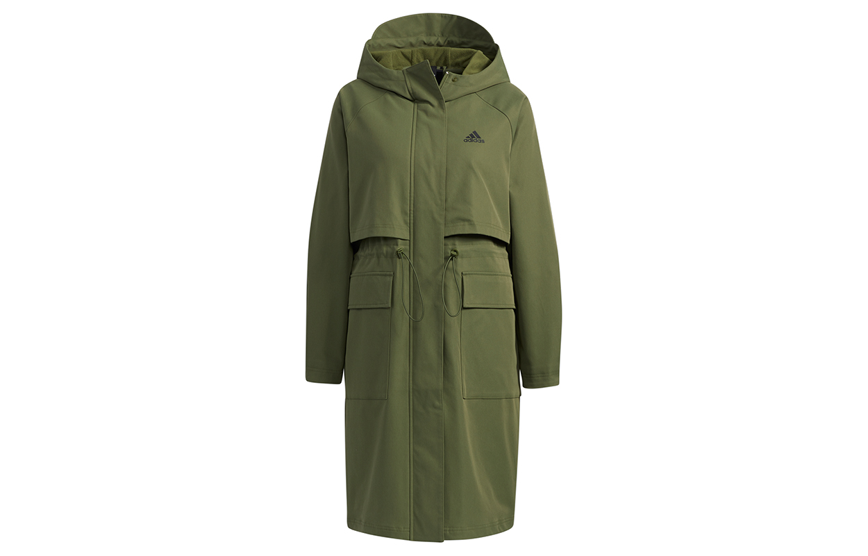 (Women) adidas Tech Jkt Long Fleece Lined Hooded Jacket Olive Green GP0632