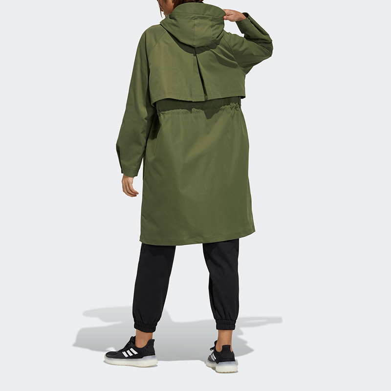 Shop (Women) adidas Tech Jkt Long Fleece Lined Hooded Jacket Olive Green GP0632