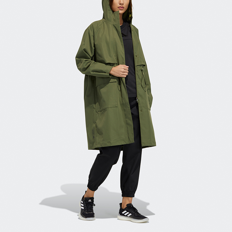 Purchase (Women) adidas Tech Jkt Long Fleece Lined Hooded Jacket Olive Green GP0632