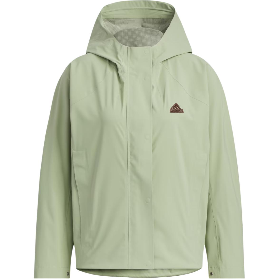 (Women) adidas Tech Rain Jacket Waterproof Windproof Hoodie in Tent Green JJ1092