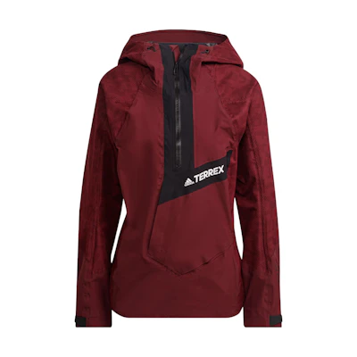 (Women) adidas Terrex Waterproof Outdoor Logo Hooded Jacket Brick Red. HE2295