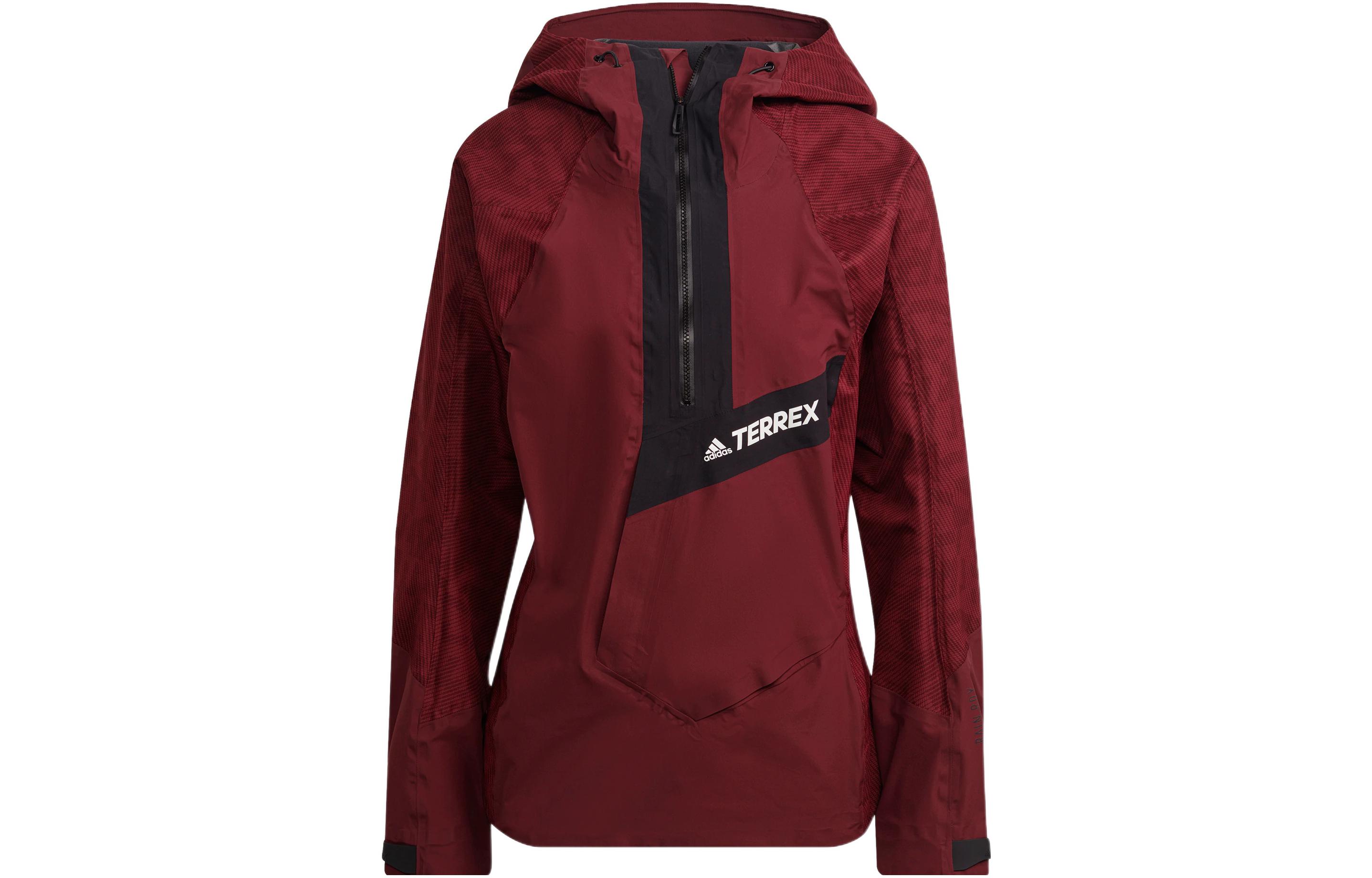 (Women) adidas Terrex  Waterproof Outdoor Logo Hooded Jacket Brick Red. HE2295 圖 2