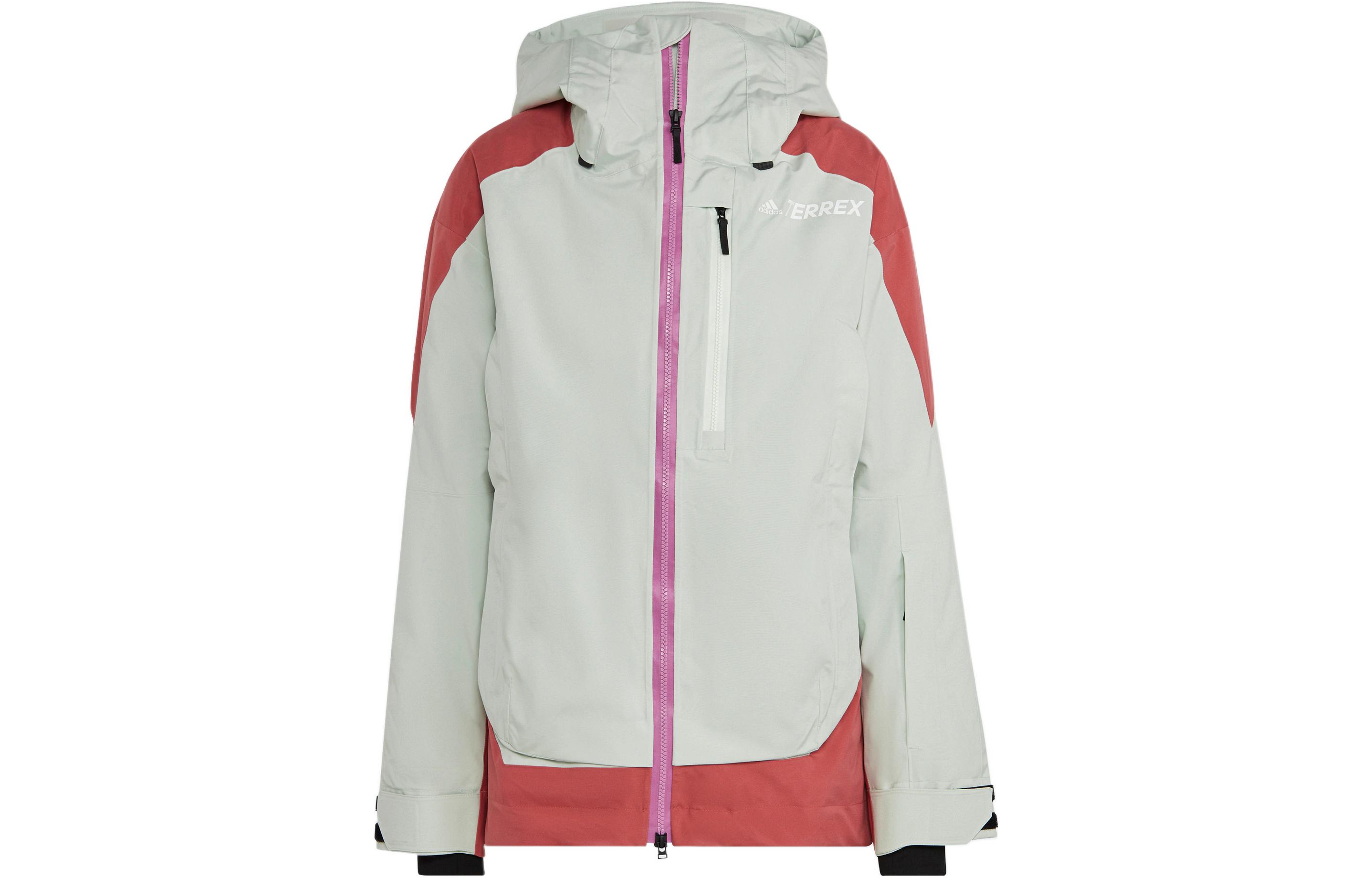 Buy (W) 阿迪达斯Terrex防水条纹标志连帽滑雪夹克绿色 HI5484