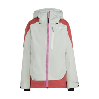 (Women) adidas Terrex Waterproof Striped Logo Hooded Ski Jacket Green HI5484