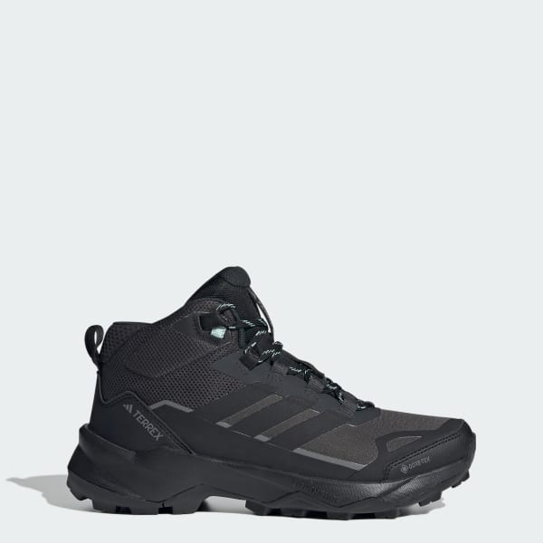 (Women) Adidas Terrex Skychaser AX5 Mid GORE-TEX Hiking Boots Carbon/Core Black/Semi Flash Aqua JQ2219
