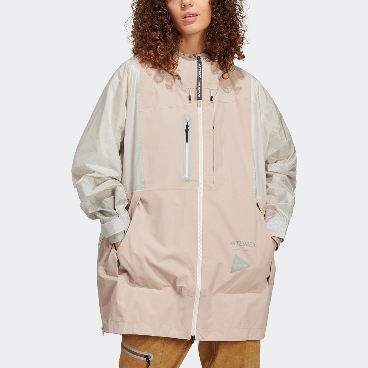 Shop (Women) adidas TERREX x and wander Waterproof Outdoor Jacket Grey Pink SS23 HR7144