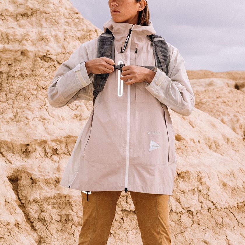 Details for (Women) adidas TERREX x and wander Waterproof Outdoor Jacket Grey Pink SS23 HR7144