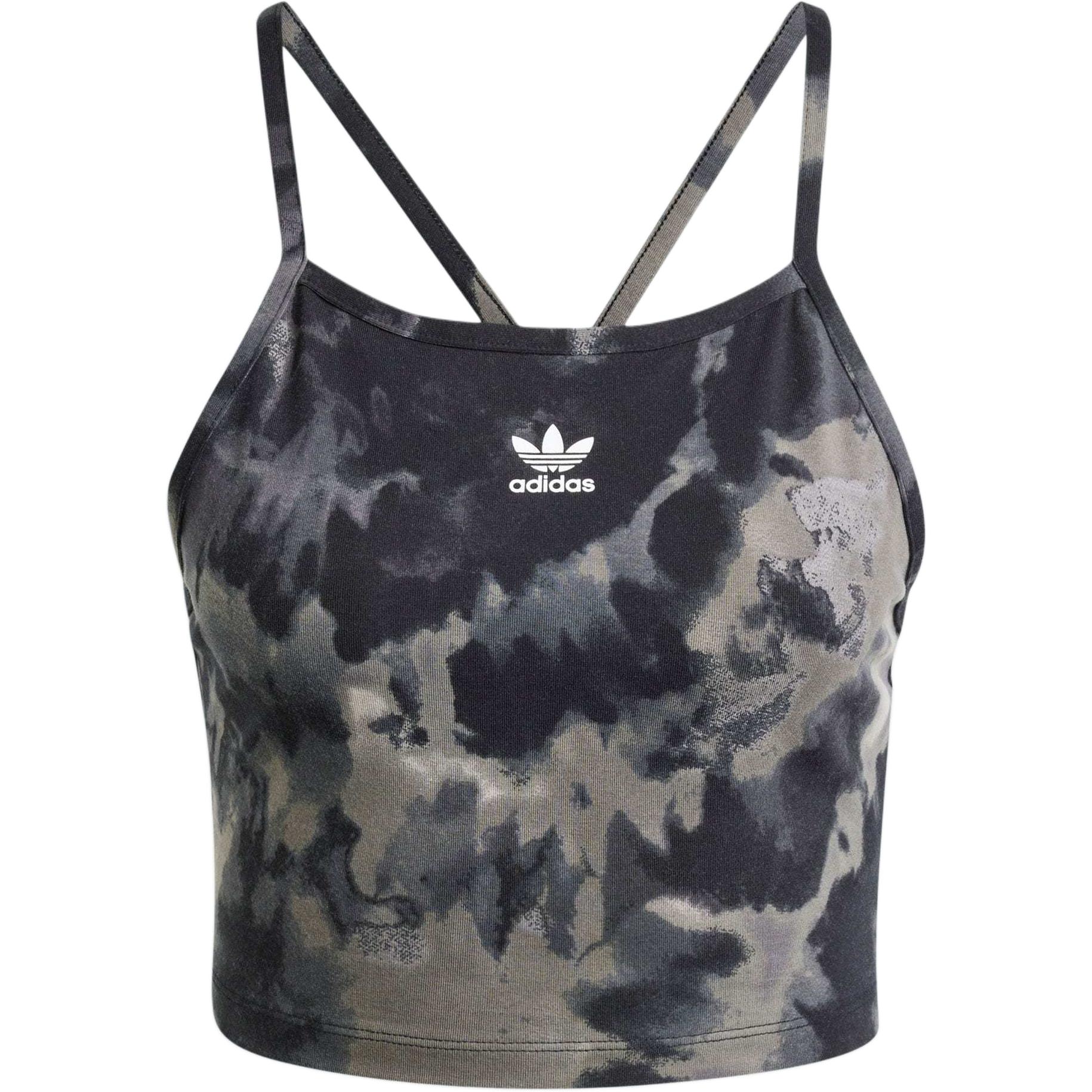 (Women) adidas Tie-Dyed Crop Top Bralette Black/Grey IW0837