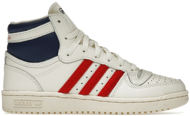 Red and white adidas top ten sales