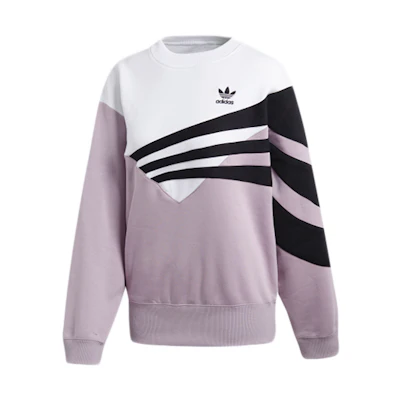 (Women) adidas Trefoil Colorblock Sweatshirt Women’s Light Pink Purple Gray DU8478