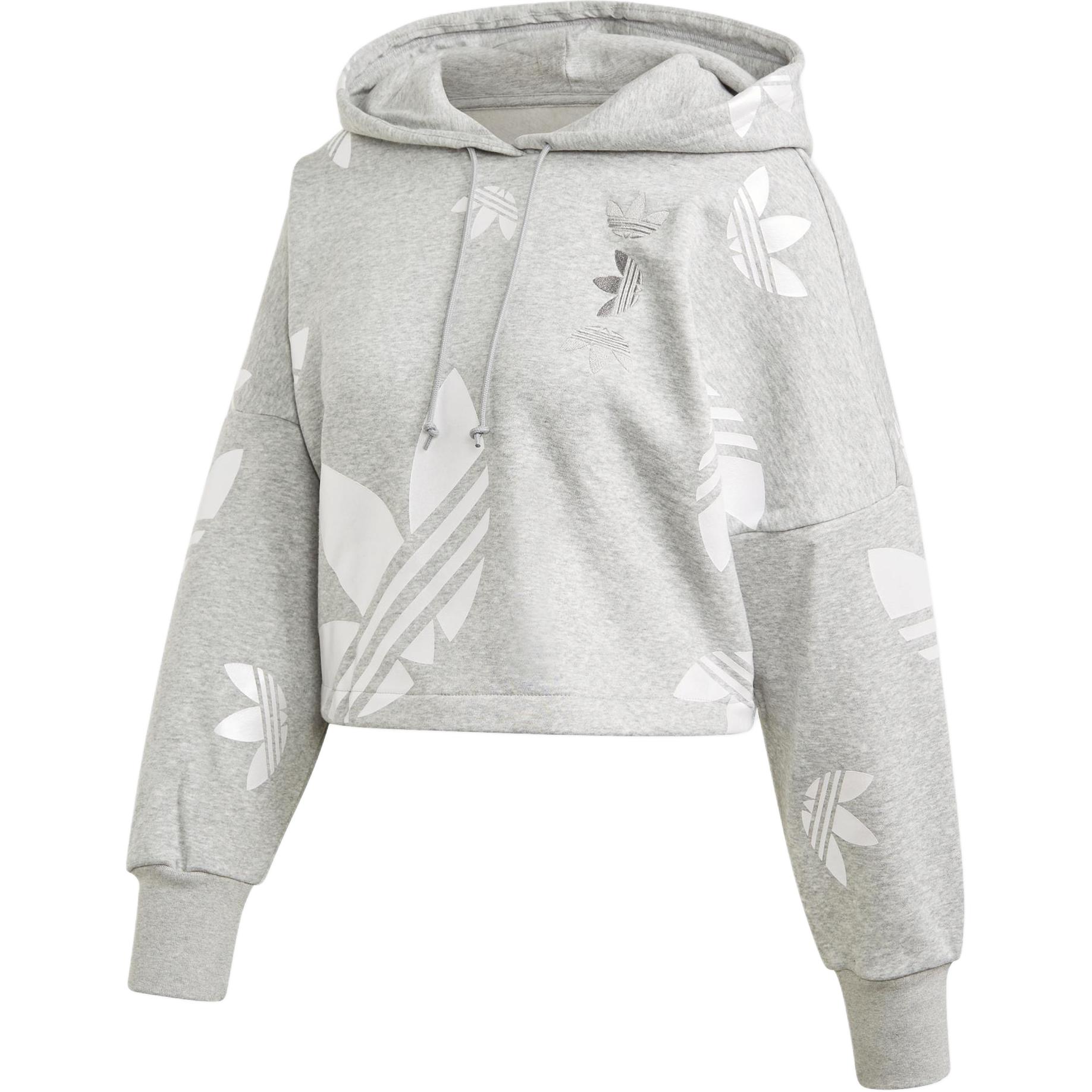 (Women) adidas Trefoil Lrg Logo Pullover Hoodie Grey Casual Sportswear FS7223