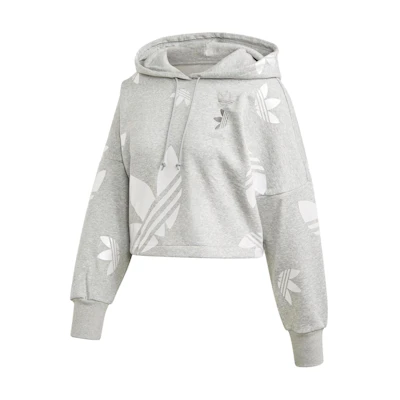 (Women) adidas Trefoil Lrg Logo Pullover Hoodie Grey Casual Sportswear FS7223