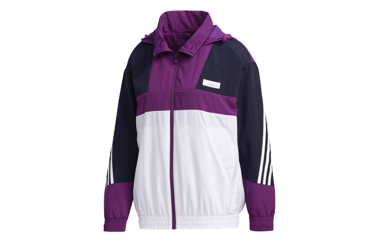 (Women) adidas Tricolor Letter Print Hoodie Jacket Purple FU1068