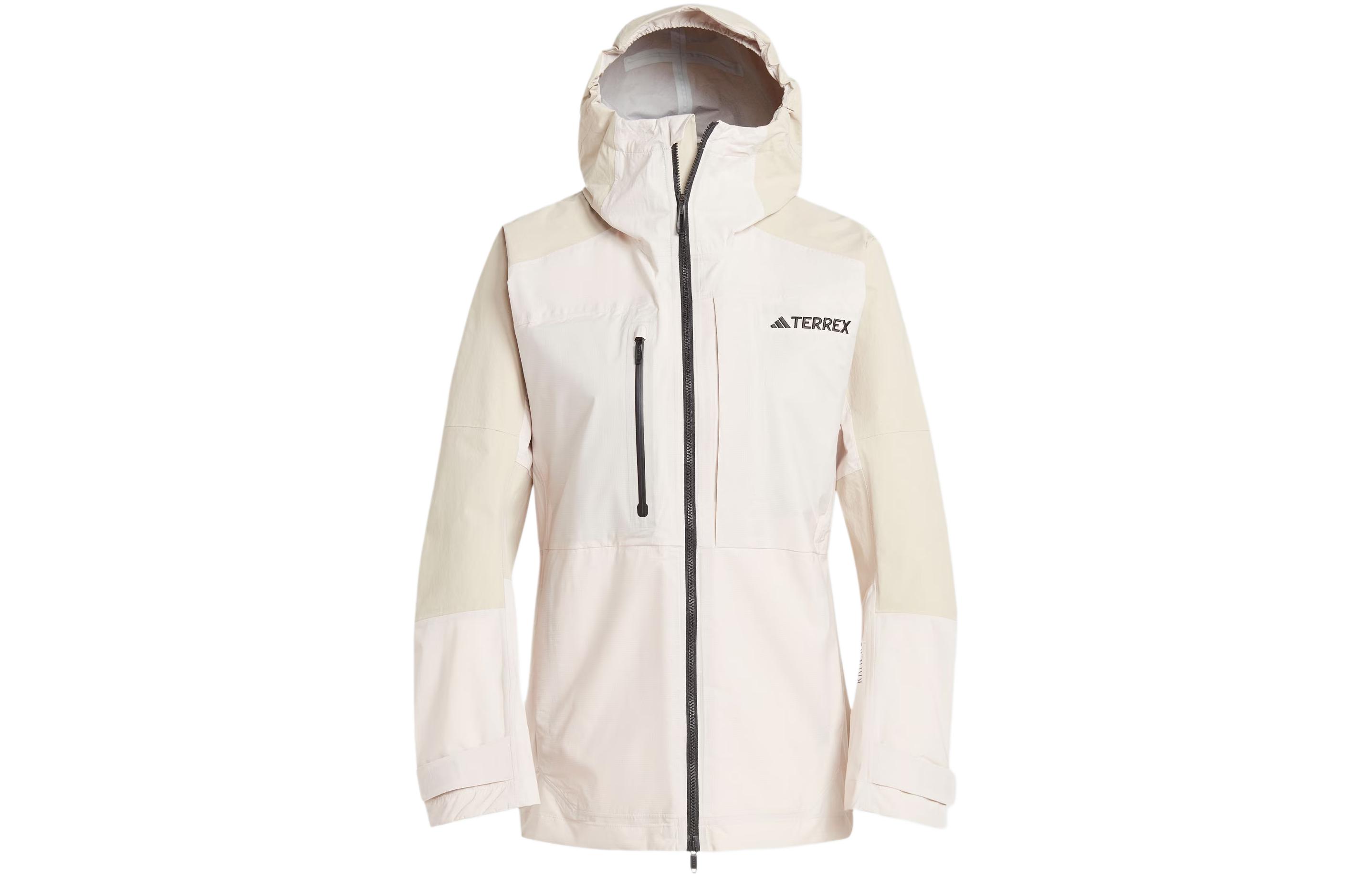 (Women) adidas Two-Way Zipper Outdoor Waterproof Windbreaker Jacket Beige IP1440