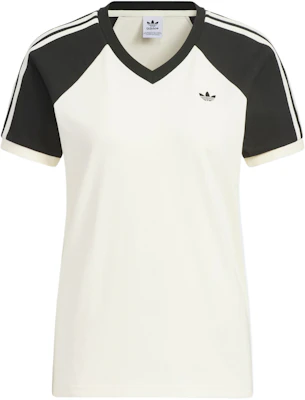 (Women) adidas V-Neck Colorblock Raglan T-Shirt Cream/Black KF0316 Buy (Women) adidas V-Neck Colorblock Raglan T-Shirt Cream/Black KF0316