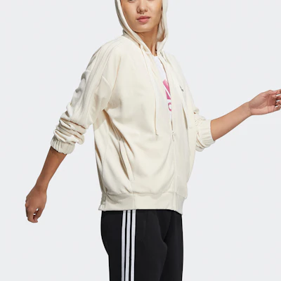 (Women) adidas Velour Hoodie Jacket Small Logo Drawstring Off-White HG1836 Purchase (Women) adidas Velour Hoodie Jacket Small Logo Drawstring Off-White HG1836
