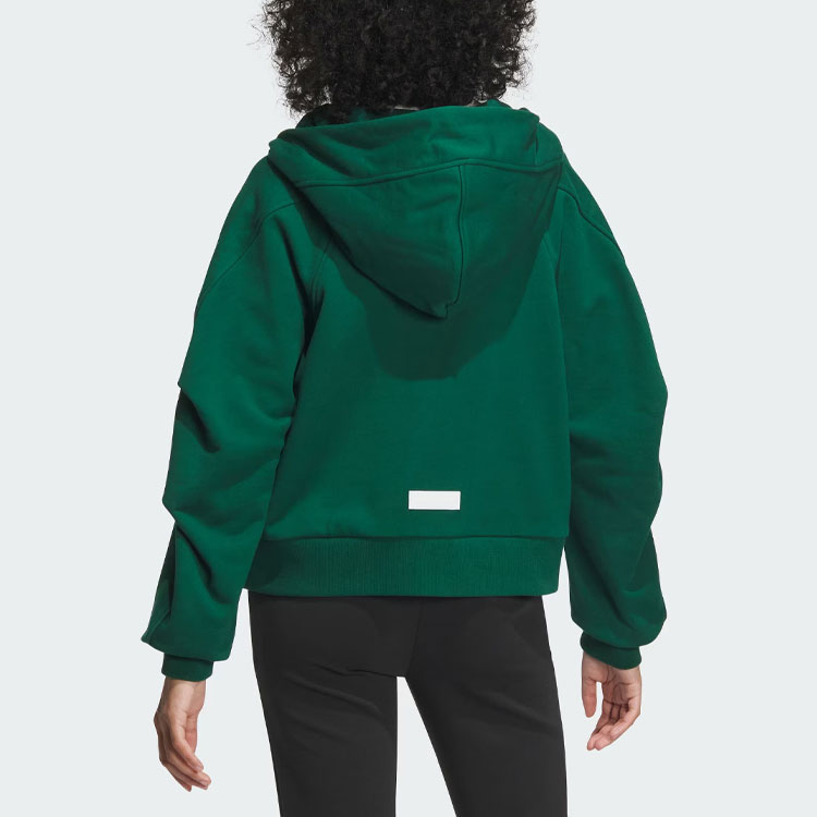 (Women) adidas Verbiage Full-Zip Hoodie Forest Green Embroidered Jacket IZ4569 圖 4