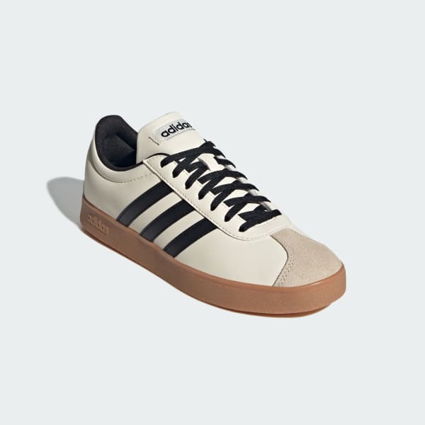 (W) Adidas VL Court Base 3-Stripes Sneakers Cream White/Core Black/Crystal Sand 圖 4