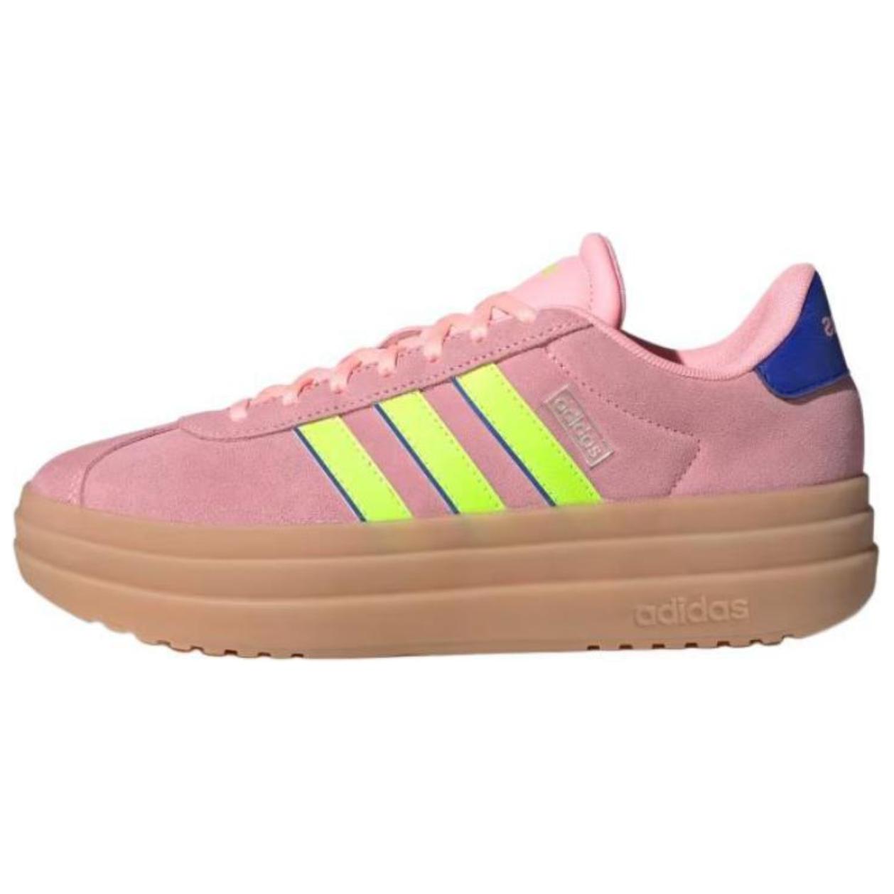 (Women) adidas VL Court Bold Sneakers Pink Green Blue Leather Casual Low-Top. IH8089