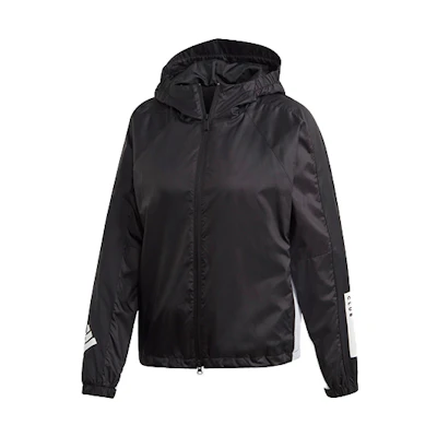 (Women) adidas W N D Letter Logo Print Black Hooded Sports Jacket FL1850