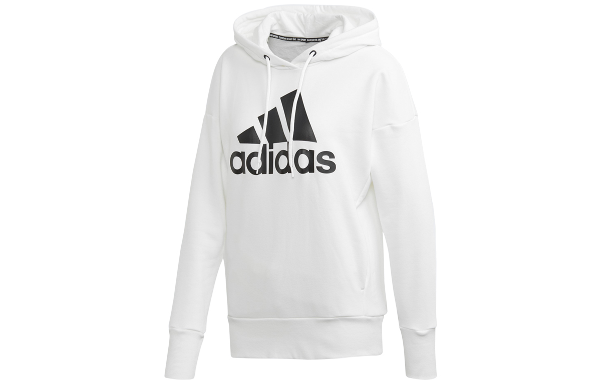 (Women) adidas White Hoodie with Side Pocket and Drawstring Design FM1045