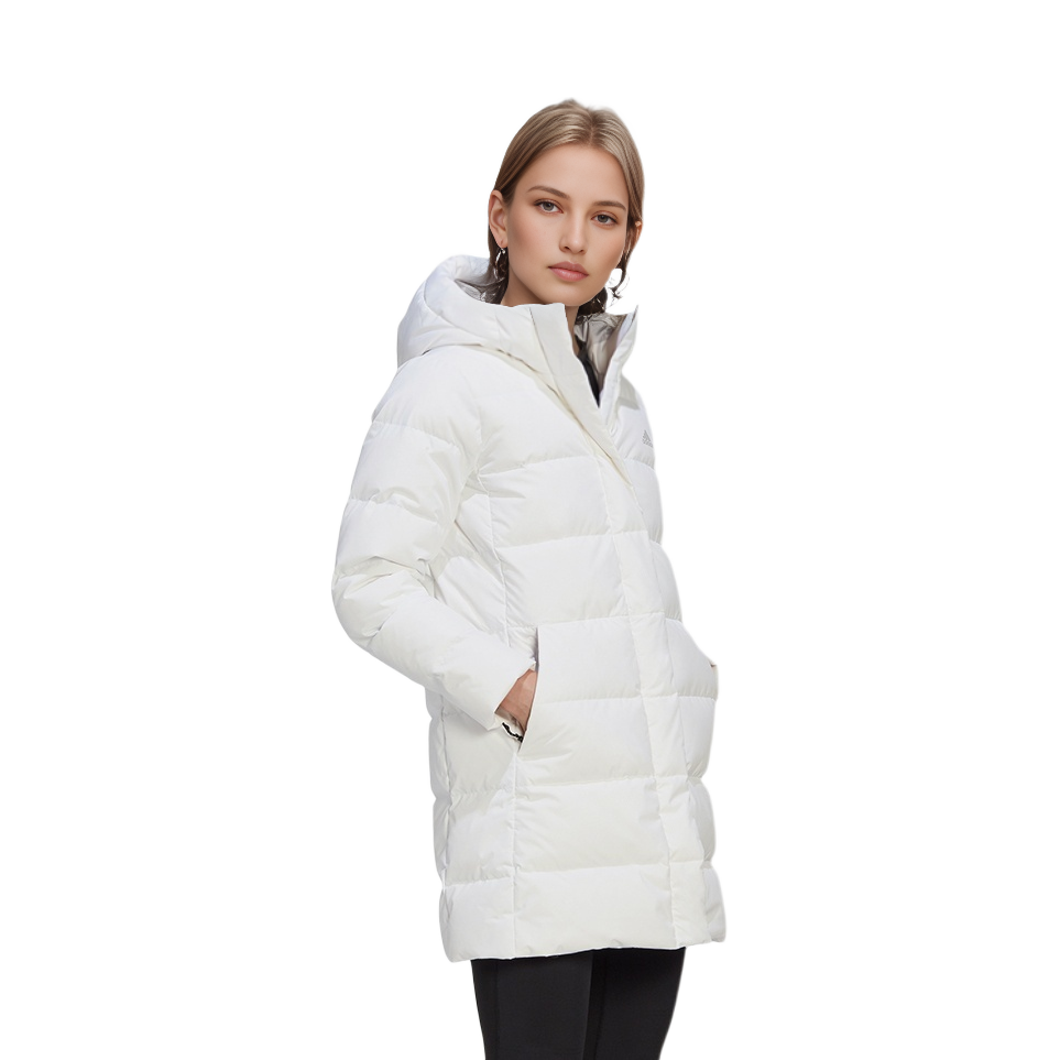 Shop (W) Abrigo Adidas Blanco Impermeable Capucha Invierno Chaqueta Exterior. GE9992