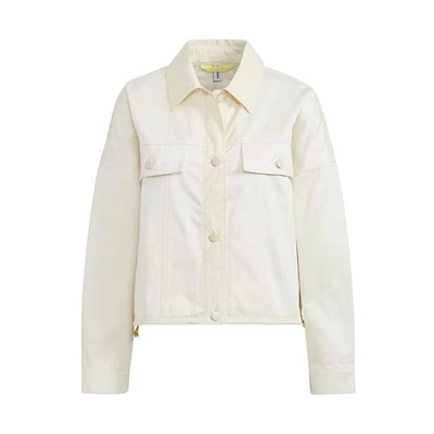 (Women) adidas White Polo Collar Plain Jacket HM7426