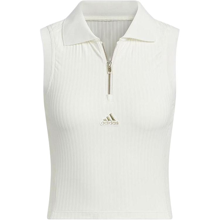 (Women) adidas White Sleeveless Polo Casual Tank Top JI9804