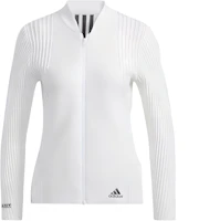 (Women) adidas White Solid Color Baseball Collar Zip-Up Jacket HB3580 (Women) adidas White Solid Color Baseball Collar Zip-Up Jacket HB3580