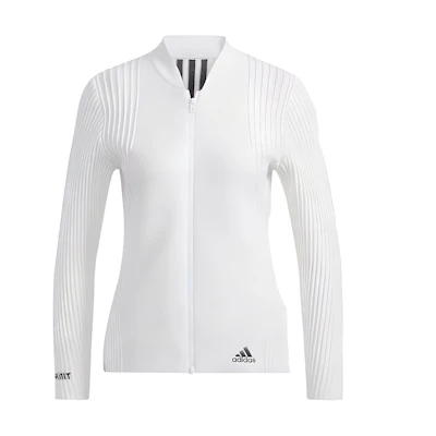 (Women) adidas White Solid Color Baseball Collar Zip-Up Jacket HB3580