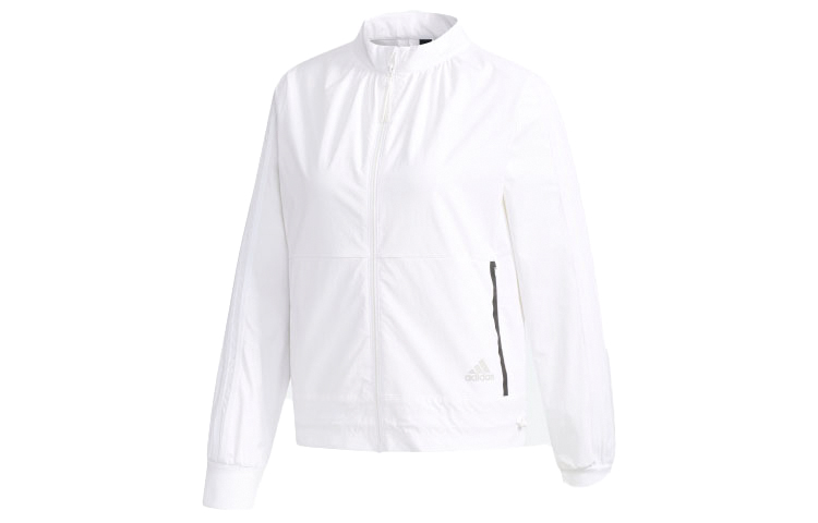 (Women) adidas White Sports Stand Collar Zip-Up Jacket EH3919