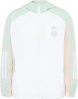 (Women) adidas White Striped Logo Graphic Print Zip-Up Hoodie Jacket HM5279 (Women) adidas White Striped Logo Graphic Print Zip-Up Hoodie Jacket HM5279