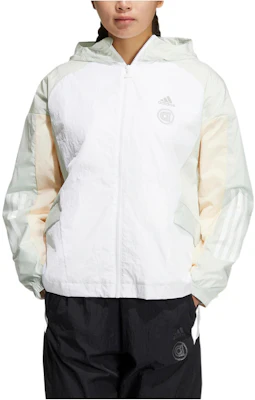 (W) 阿迪达斯白色条纹标志印花拉链连帽夹克 HM5279 Shop (W) 阿迪达斯白色条纹标志印花拉链连帽夹克 HM5279