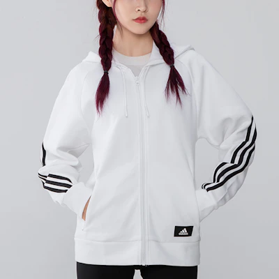 (W) adidas 白色三條線透氣跑步連帽外套 H57293 Lookbook (W) adidas 白色三條線透氣跑步連帽外套 H57293