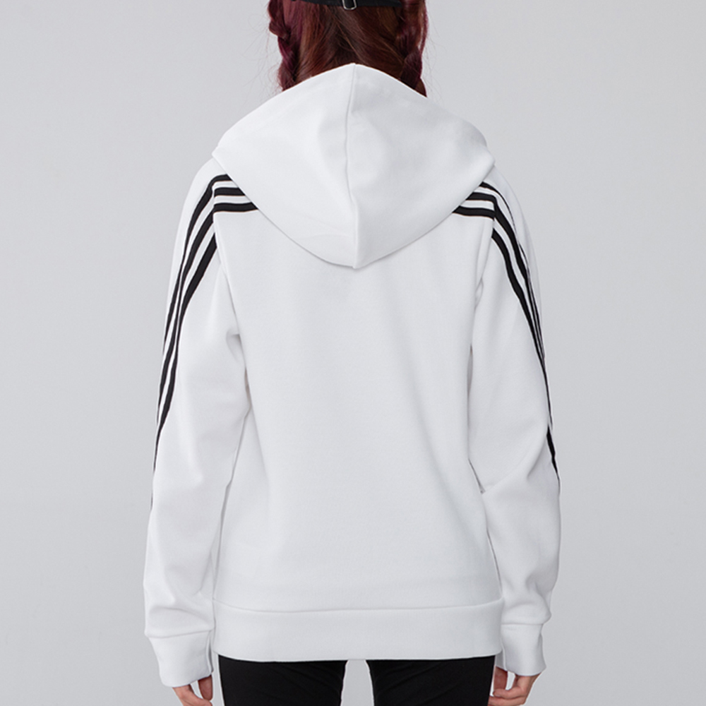 Shop (W) adidas 白色三條線透氣跑步連帽外套 H57293