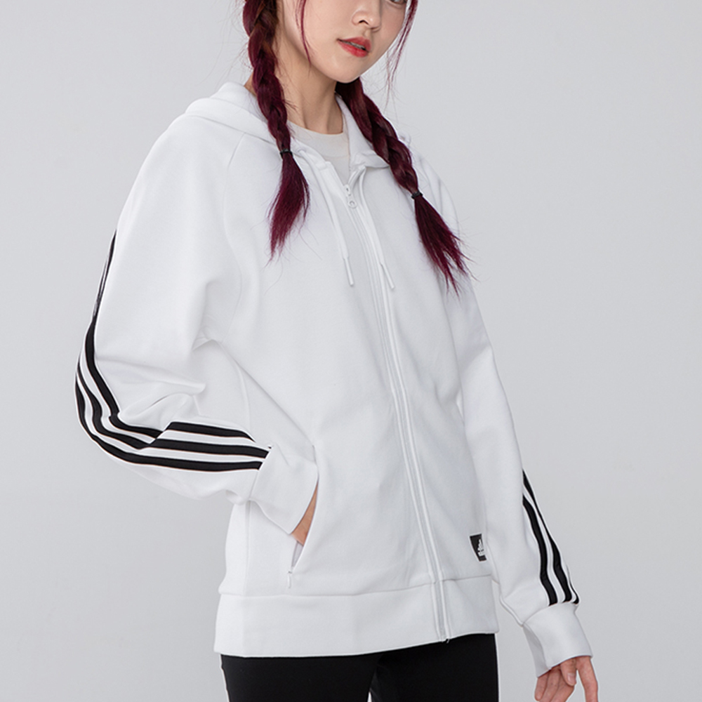 Purchase (W) adidas 白色三條線透氣跑步連帽外套 H57293
