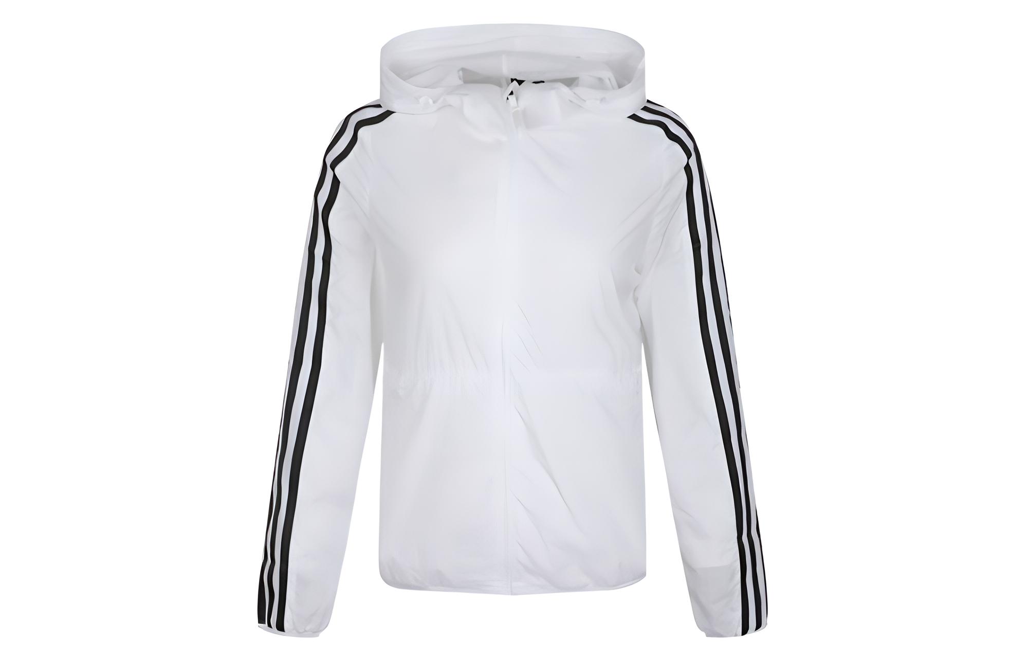 (Women) adidas White Windbreaker Hooded Sports Jacket EH3908