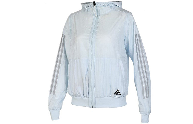(Women) adidas Windbreaker Hoodie Light Blue Casual Sports Jacket FK3521