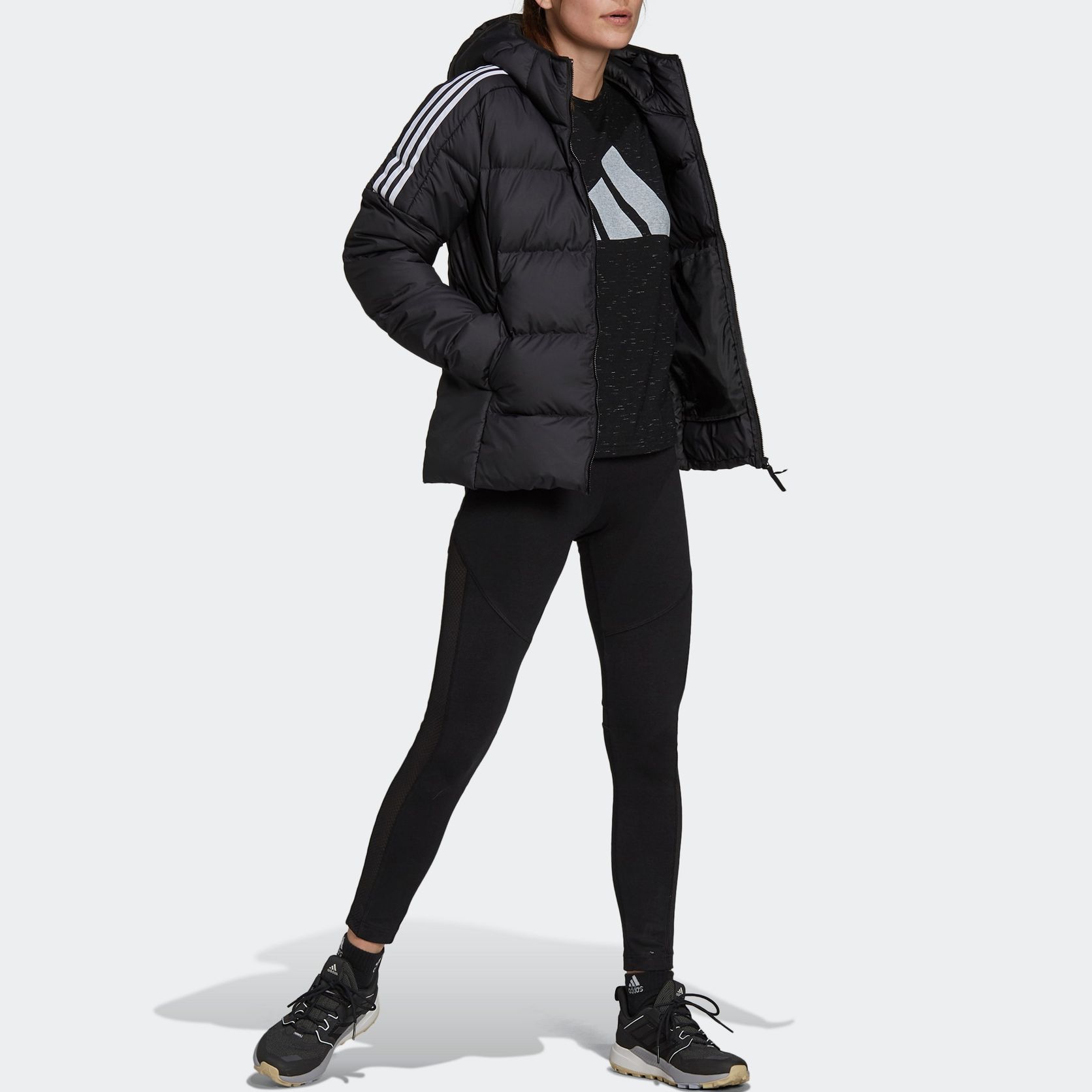 (Women) adidas Winter Hooded Down Jacket Black - Casual and Warm International Version. GT9175 圖 6