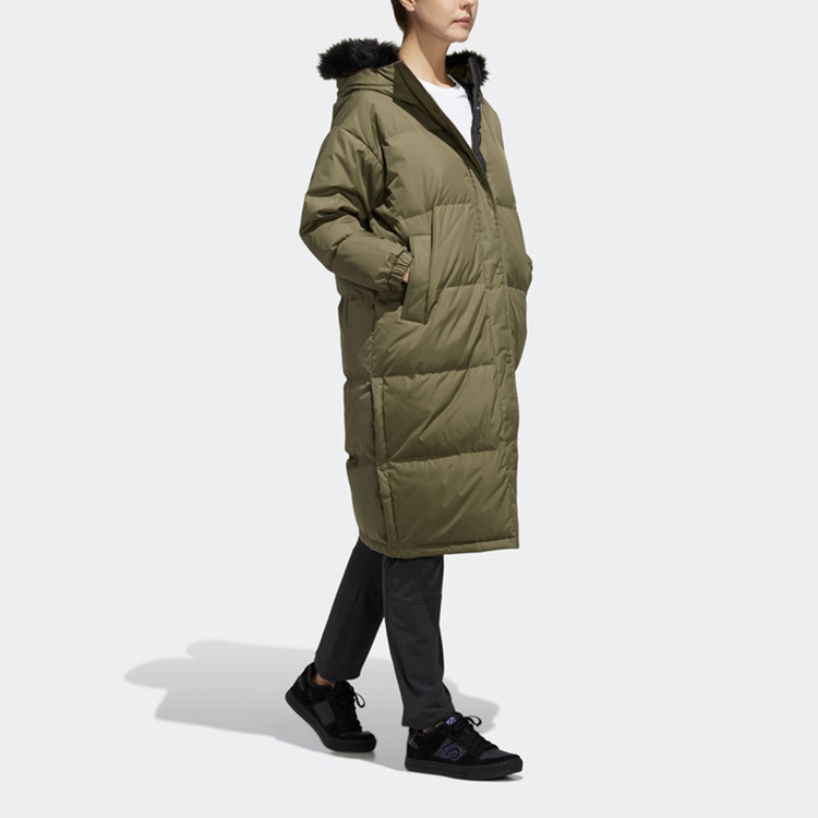Shop (Women) adidas Winter Outdoor Long Down Parka for Women in Original Khaki Brown EH3981