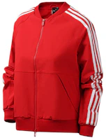 (Women) adidas WV Bomber 3S Red Athletic Fit Jacket FK3510 (Women) adidas WV Bomber 3S Red Athletic Fit Jacket FK3510