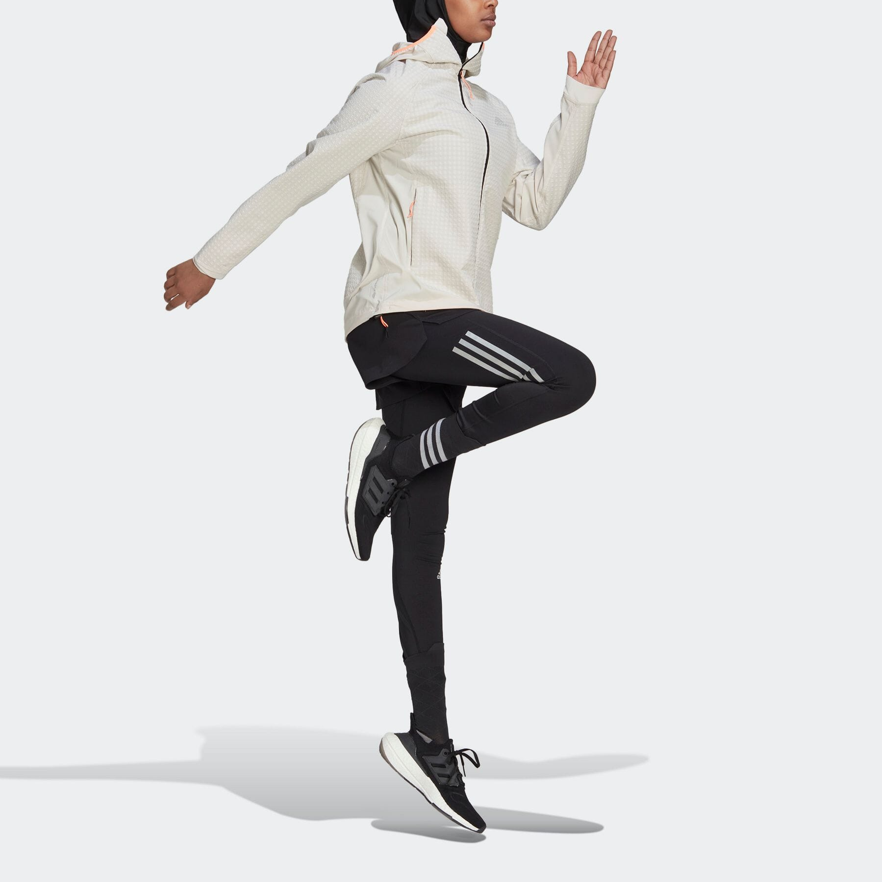 (Women) adidas X-City White Zip-Up Striped Jacket with Stand Collar HK6479 圖 3