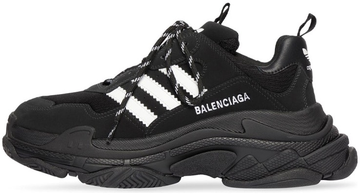 adidas originals x Balenciaga 巴黎世家 Triple S 網布 系帶 低幫 老爹鞋 女款 黑色 Buy adidas originals x Balenciaga 巴黎世家 Triple S 網布 系帶 低幫 老爹鞋 女款 黑色