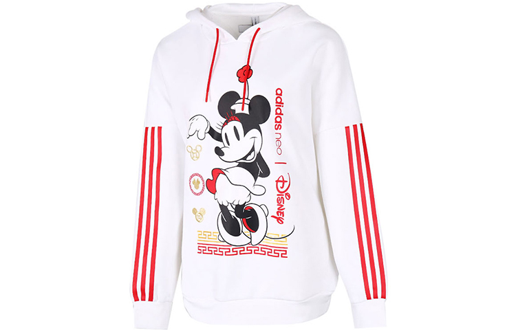 (Women) adidas Disney CNY Minnie Mouse Striped Hoodie White - GE7780